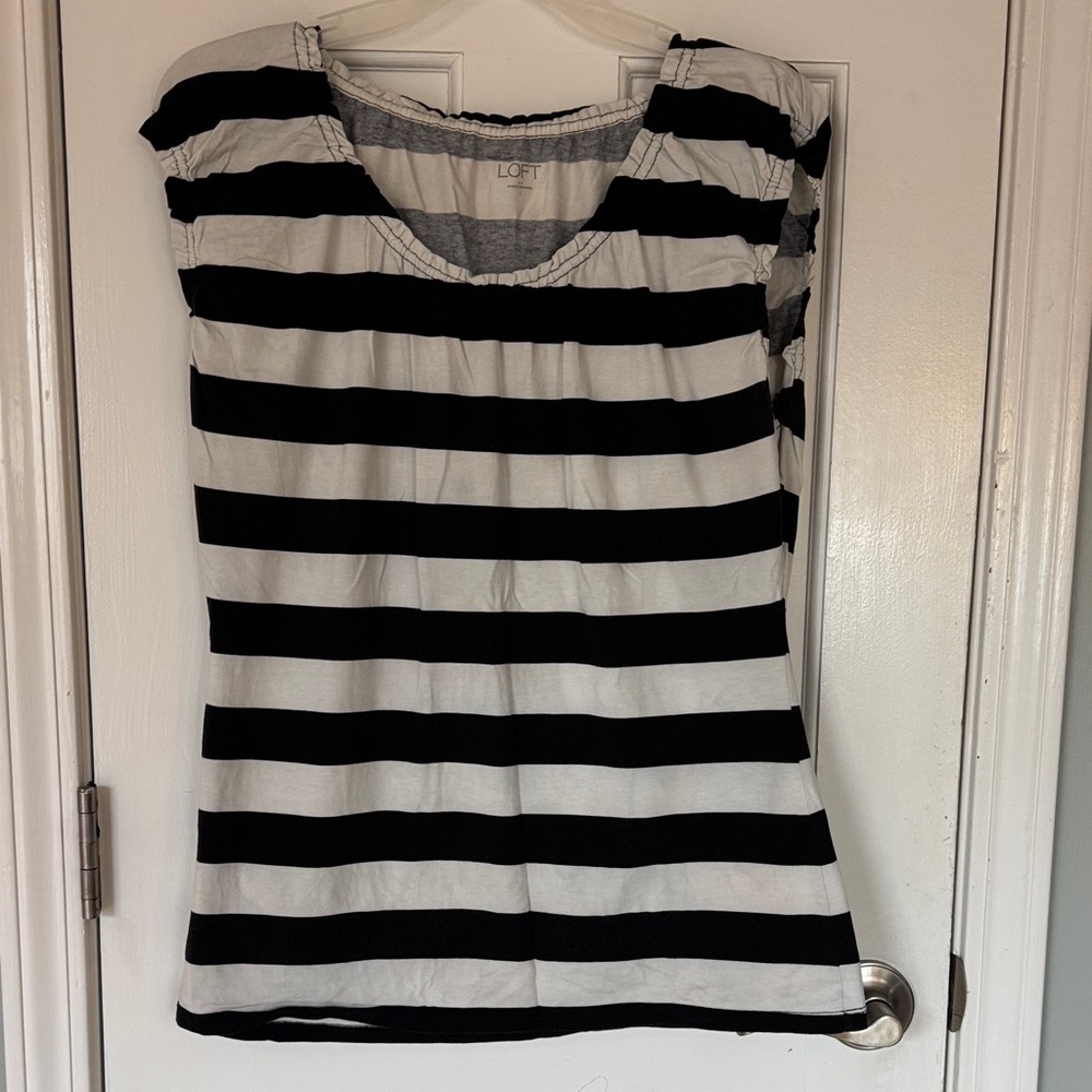 LOFT Monochrome Striped Short Sleeve Tee